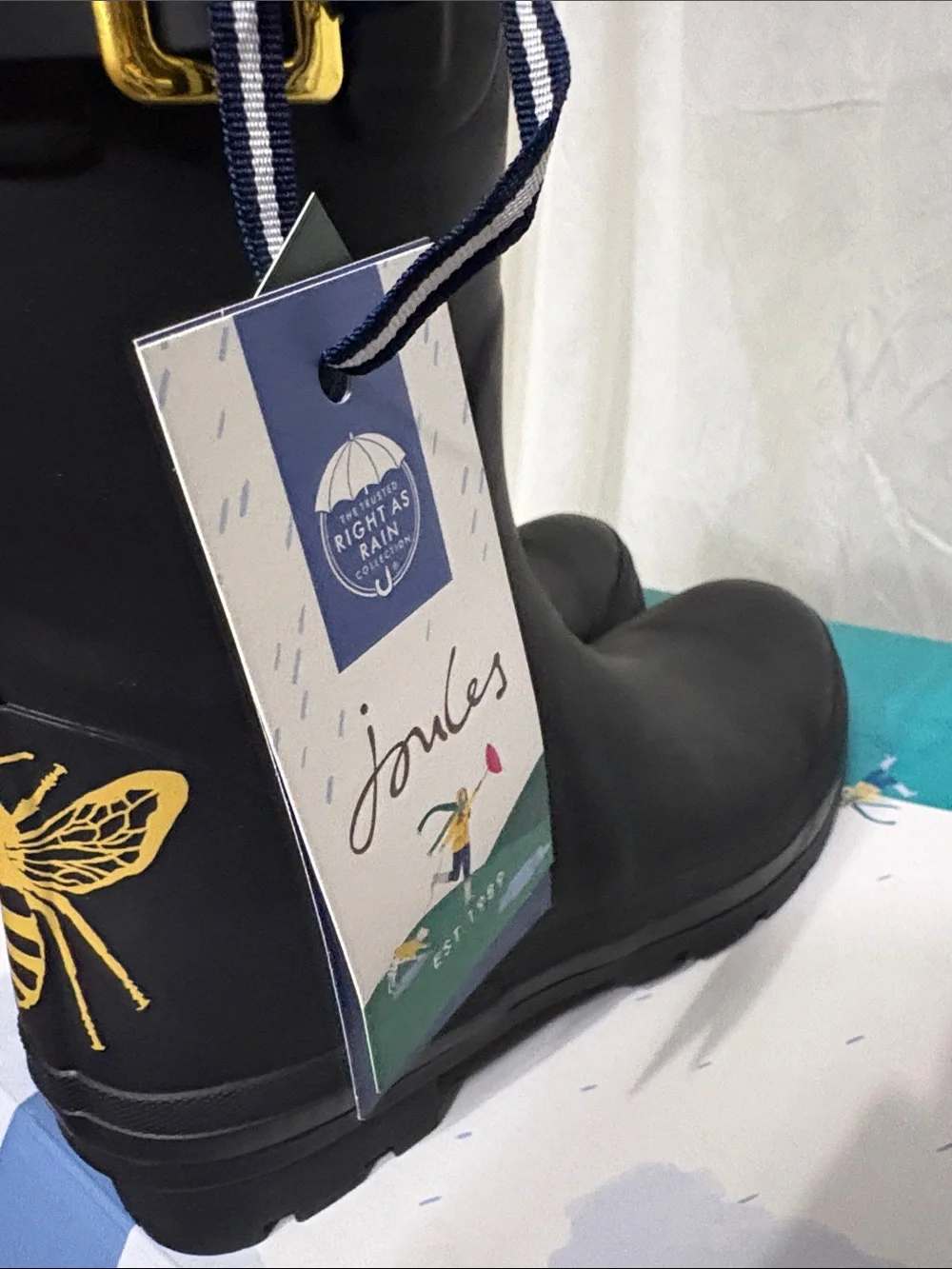 Joules Black Rain Boots size US 6 NWT